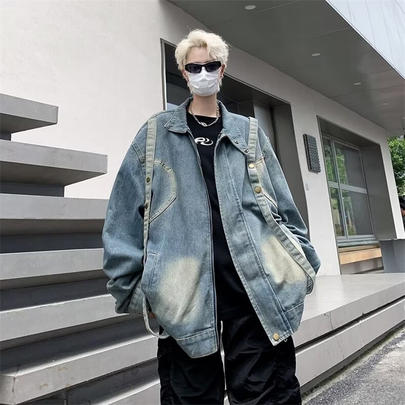 牛仔外套夹克潮高街复古高级痞帅夹克男女同款夹克JKN1221-P78，男装工装外套，星座302B