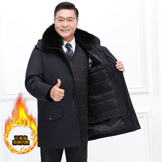 男90绒中老年羽绒服狐狸毛领可脱卸毛领内胆羽绒可单穿派克服，商品下架区，钱塘723