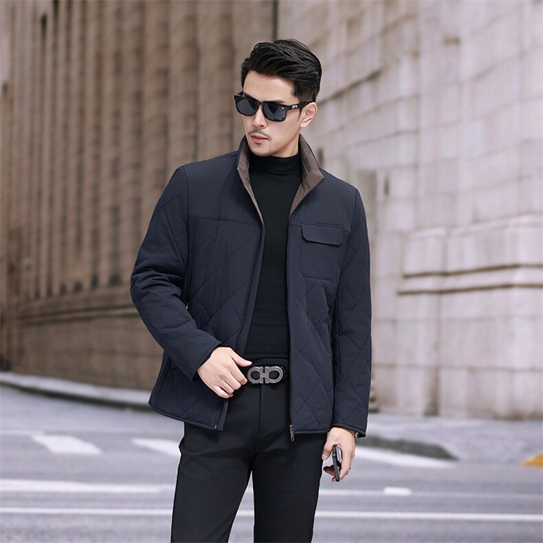 秋冬季男士羊毛填充棉服保暖商务品质外套短款棉袄休闲简约秋装,男装棉衣,钱塘6003（原4033）