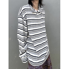 C316T9945P58秋装新款条纹撞色长袖T恤彩条tee时尚领子设计，男装T恤，电商C316