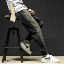 20春季新款日系大码撞色潮流工装灯芯绒宽松休闲裤K1019-P45，男装休闲裤，电商A009A（原A058A）