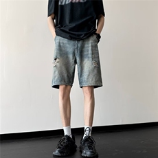 2024美式牛仔裤男款春夏季短裤潮KM911P33，男装牛仔裤，星座1116-2