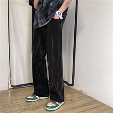 扎染ins高街潮牌嘻哈牛仔裤男直筒阔腿垂感宽松哈伦裤K1197-P40，男装牛仔裤，星座512-2