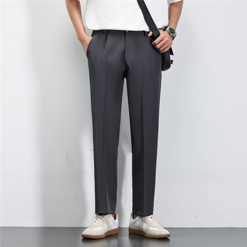 裤子直筒裤宽松垂坠感休闲男西装裤男夏季长裤X20，男装西服套装，星座1116A-2（原606A-1）