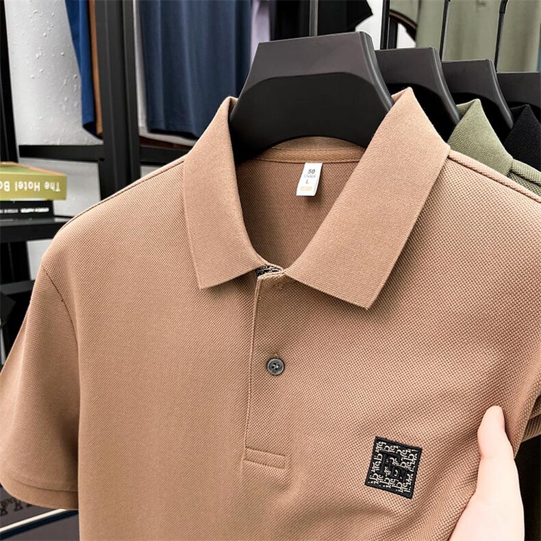 短袖T恤男翻领丝光棉纯棉夏季男士商务休闲半袖Polo衫时尚刺绣,男装T恤,电商B212（原钱塘6029）