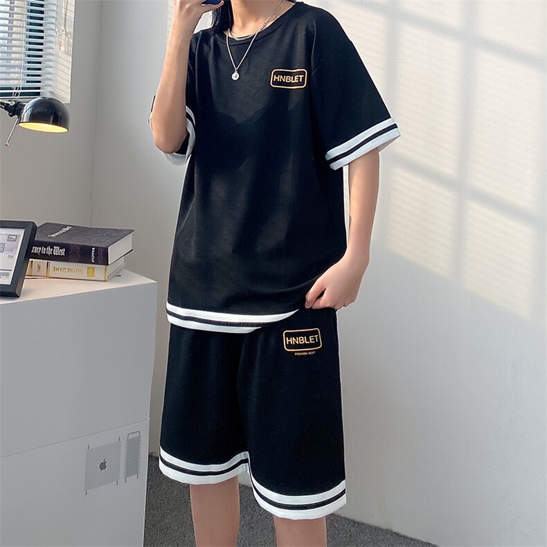 休闲运动套装2023夏季新款韩版潮流潮牌搭配帅气A161-2-TZ01-P45,男装休闲套装,电商A161-2