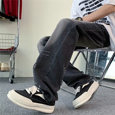 美式高街hiphop刺绣牛仔裤男女潮牌宽松直筒阔腿情侣裤70422-p40，男装牛仔裤，星座1008