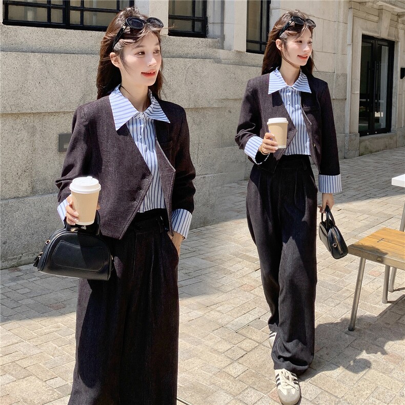 现货！主推2025秋装新款休闲运动条纹两件套,女装套装/套裙,琦鑫阁（原依鑫阁）