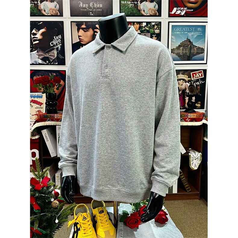抖音得物高品质二开26春装美式高街结构设计POLO翻领卫衣外套W77，男装Polo衫，电商A486