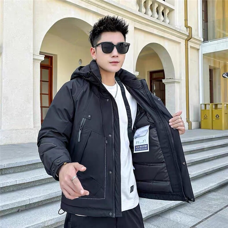 MV5-P225标连帽羽绒服男石墨烯加厚保暖男士潮牌工装夹克外套,男装夹克,星座703-1