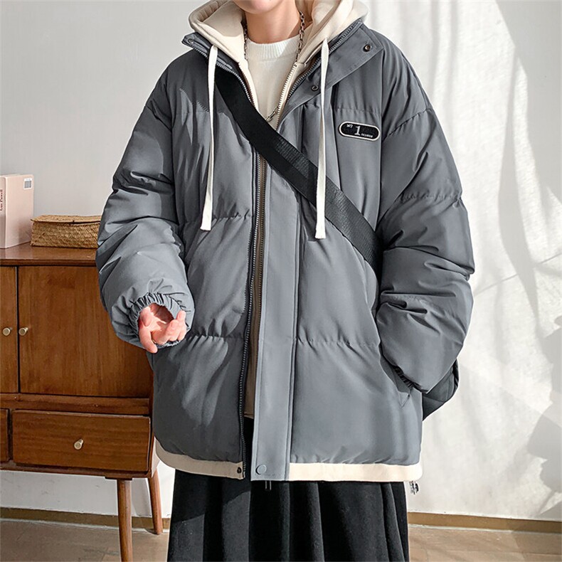 棉衣男冬季新款港风宽松假两件连帽加厚休闲棉服D9999-P80,男装棉衣,星座214-3