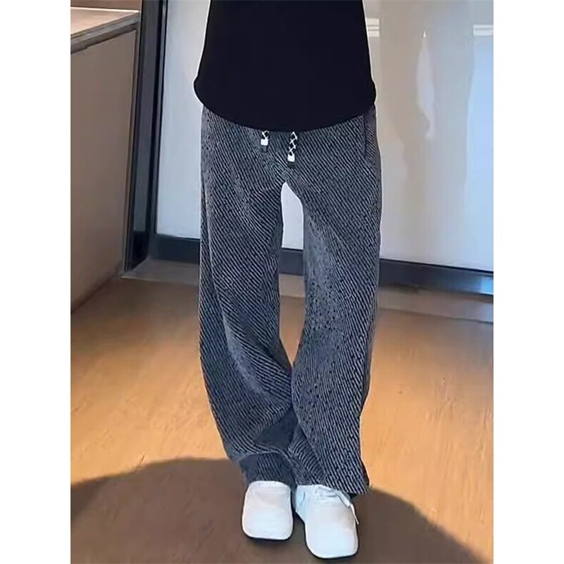 雪尼尔斜条纹复绒加绒加厚银丝斜条纹休闲裤男女垂感直筒裤K670,男装休闲裤,星座1116A（原606A-3）
