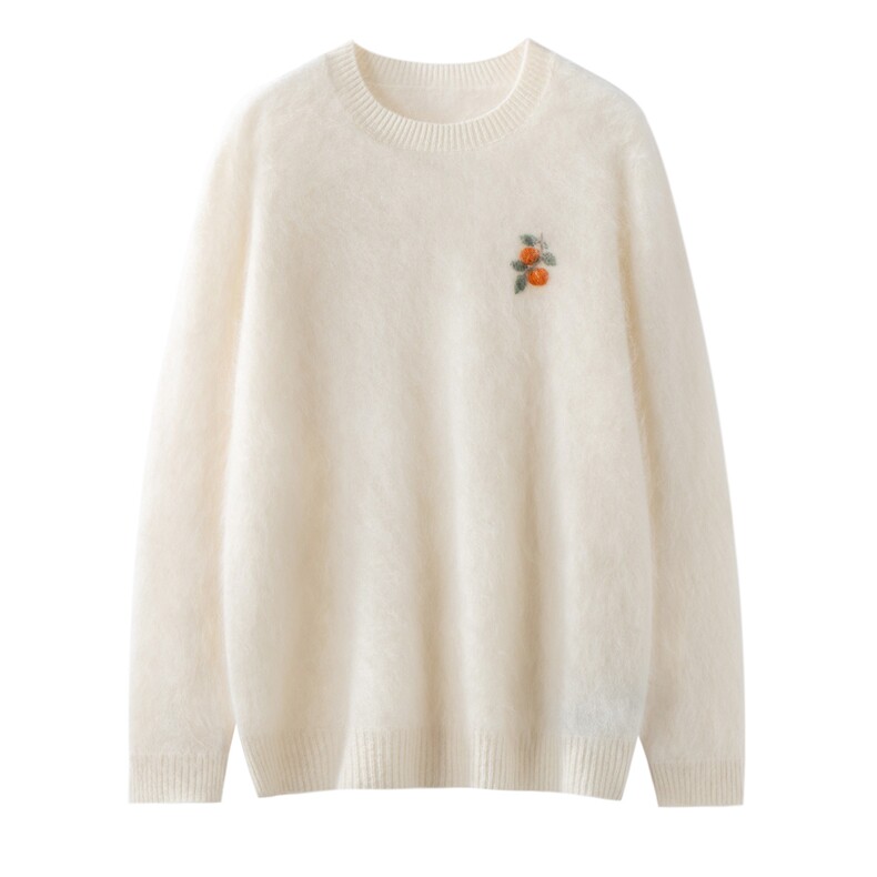 2026年秋季时尚百搭通勤简约休闲柿柿如意圆领，女装羊绒衫，万品羊绒