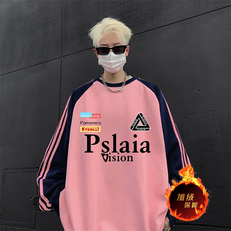 抖音得物供货提供视频秋冬重磅美式宽松织带圆领卫衣0735,男装卫衣,电商A486