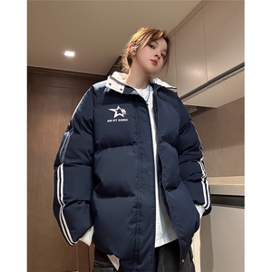 EQ350 撞色织带印花面包服男女情侣装加厚棉衣外套2024新款图片