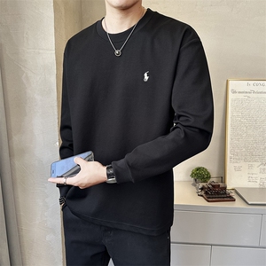 春秋新款纯色刺绣时尚圆领卫T  潮流韩版休闲打底T恤T801-P58图片