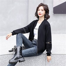 太空棉棒球服外套女2022春秋新款韩版宽松印花上衣洋气百搭短外套，女装短外套，美沁