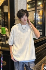 8XL-M特大码夏季短袖冰丝皱感透气T恤男潮垂感宽松半袖DX305P45，男装T恤，电商D206-1