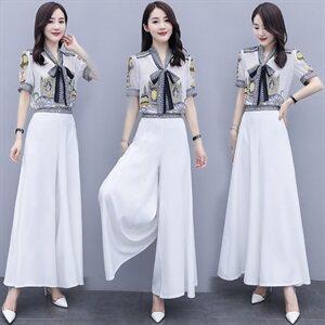 时尚新款两件套装女2021夏季数码印花套装阔腿裤,女装套装/套裙,橙子家