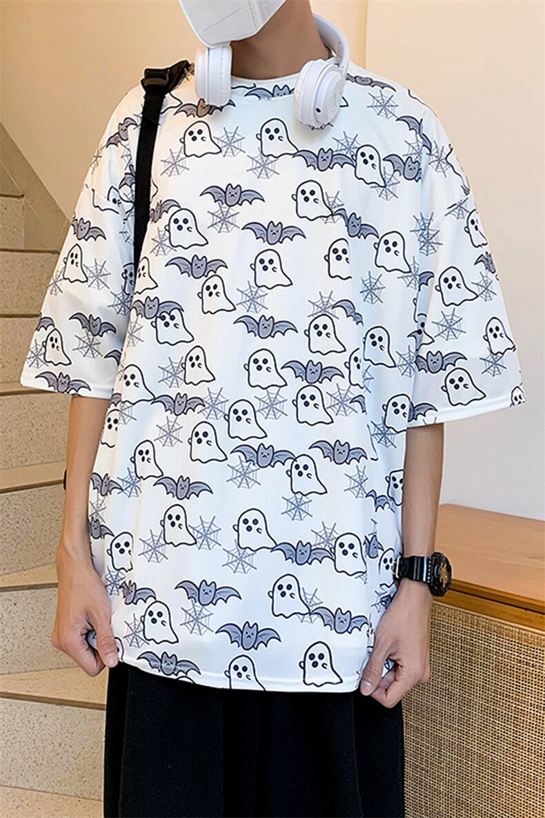 夏季新款印花短袖T恤男宽松镂空嘻哈潮流半袖,男装T恤,电商A161-2
