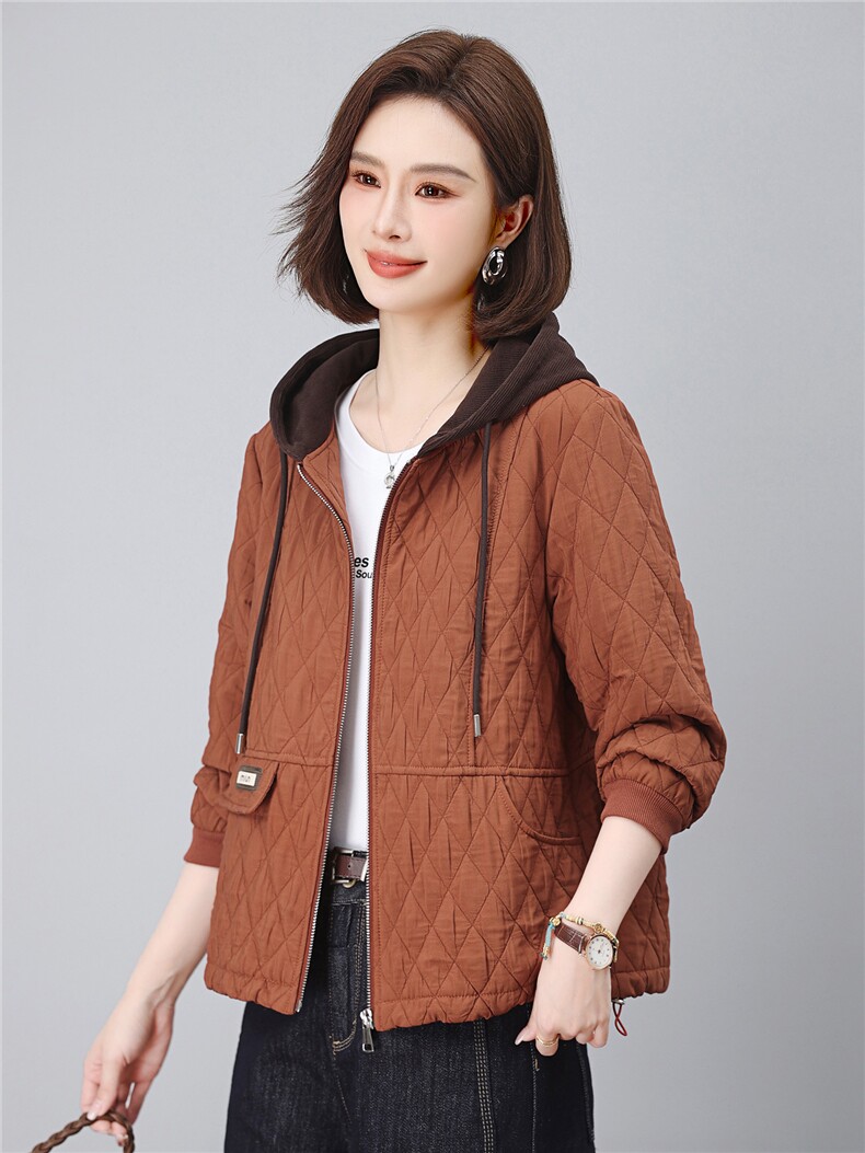 长期现货2026春秋装新款韩版时尚夹棉宽松连帽休闲棉服连帽外套女,女装短外套,璐依舞