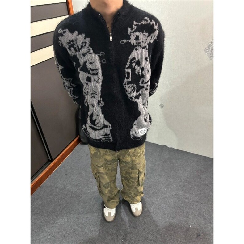 【有货】氛围感个性抽象提花开衫毛衣针织外套MY114特P67,男装针织衫/毛衣,星座908-1