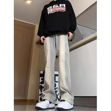 1506/Q88170/P50百搭弹力牛仔裤男美式高街裤微喇痞帅休闲长裤，男装牛仔裤，星座1506