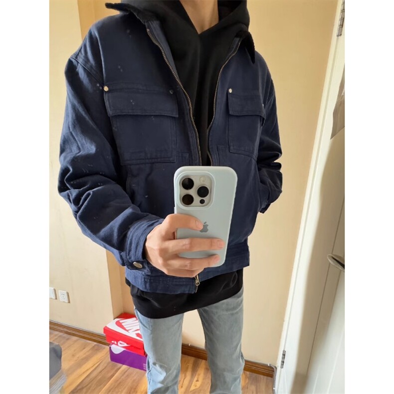 春季美式复古翻领夹克男女机能风外套宽松休闲潮流情侣,男装夹克,四季星座505