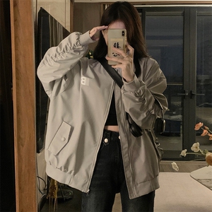 美式高街棒球服女春秋新款教练飞行员夹克宽松情侣外套潮C709-85图片
