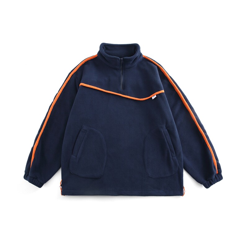 N228羊羔绒外套秋冬潮流休闲套头半拉链口袋加厚百搭棉服休闲夹克图片