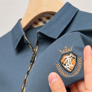 夏季男士短袖T恤时尚商务翻领polo衫男上衣服休闲纯色体恤带领图片