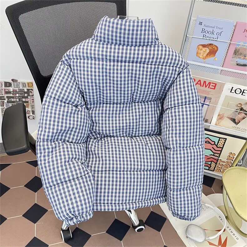 加厚男女立领棉衣千鸟格字母刺绣棉服面包服手塞棉,男装棉衣,星座410-6（原星座1304-1）