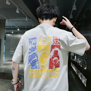 夏季短袖T恤男生潮纯棉潮牌五分半袖宽松潮流男士体恤DS749T,动漫冬天穿搭男生图片