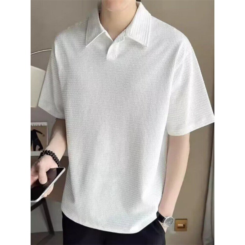 网图现货夏季新款男士肌理感冰丝短袖T恤翻领半袖RT45-P35,男装T恤,星座1005-4