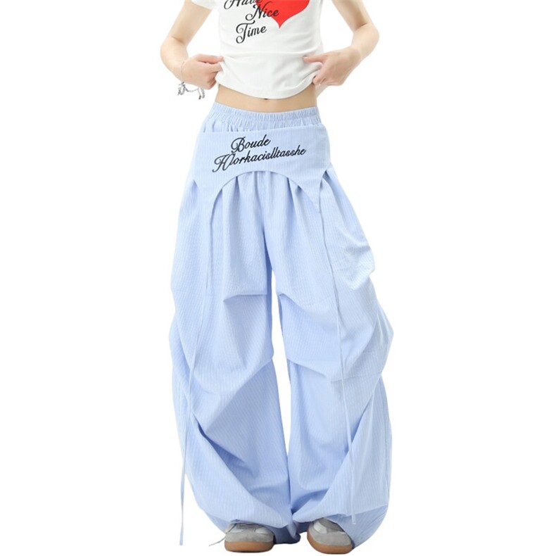 设计感绑带条纹阔腿裤cp209-特p65,男装休闲裤,电商B371