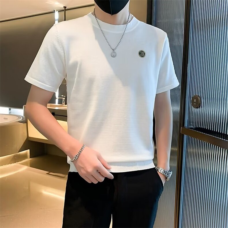 2023春夏季新款男休闲圆领短袖T恤M815P36图片