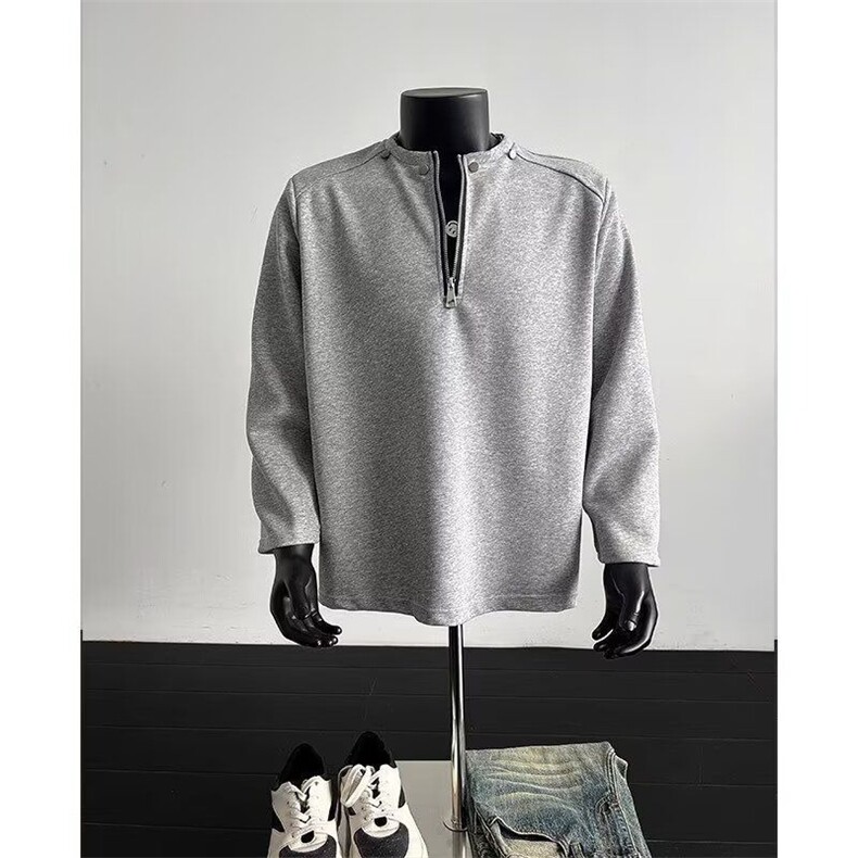 现货美式复古半拉链卫衣男宽松情侣休闲运动上衣外套潮LWY166-P39，女装短外套，星座1008