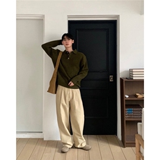 韩系翻领毛衣针织POLO衫花棕绿5081/P88，男装针织衫/毛衣，电商A242
