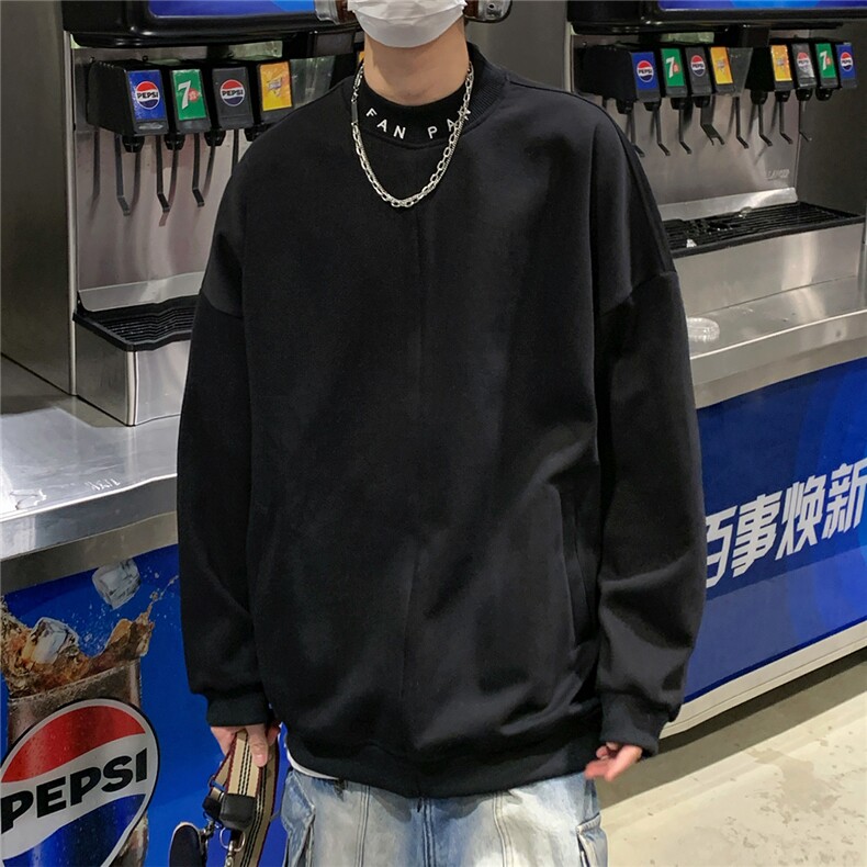 2026春秋立体裁剪螺纹刺绣拉链套头华棉卫衣W56685/特P42黑色,男装卫衣,电商A094