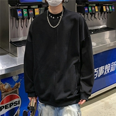 2026春秋立体裁剪螺纹刺绣拉链套头华棉卫衣W56685/特P42黑色，男装卫衣，电商A094
