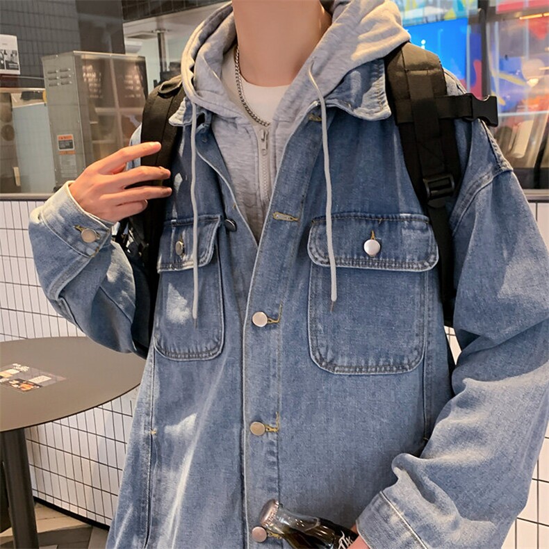 现货高质量牛仔外套男假两件港风2025春季上衣ins夹克W1913-P70，男装夹克，星座412-2