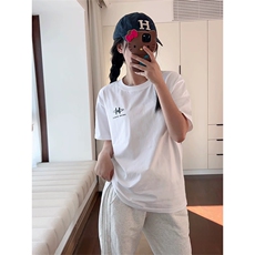 抖音得物供货210克宽松纯棉美式潮牌印花宽松落肩袖纯棉T恤AT2102，男装T恤，电商A443