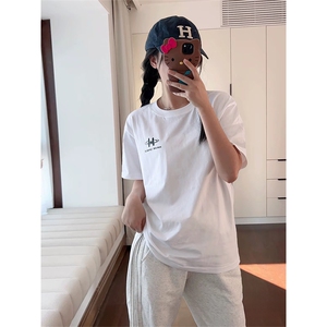 抖音得物供货210克宽松纯棉美式潮牌印花宽松落肩袖纯棉T恤AT2102图片