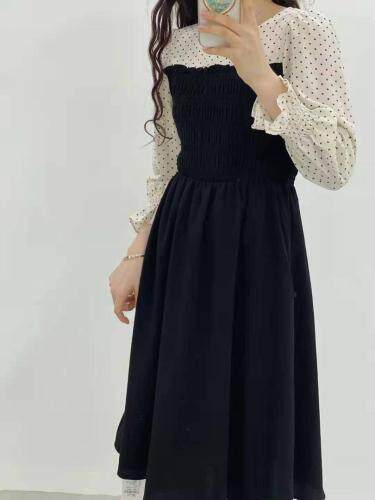 现货秋款假两件连衣裙，女装连衣裙，晗梦轩