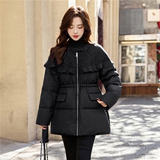 亮片毛呢拼接羽绒服女2025冬季新款气质显瘦保暖白鸭绒外套，女装羽绒服，流量+