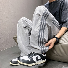 直播数据款春季新款撞色侧条纹伞兵裤宽松直筒休闲裤K501-P32，男装休闲裤，星座914-3