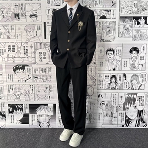 爱神丘比特以神之名dk制服西装外套男女学院风高校黑色西服套装图片