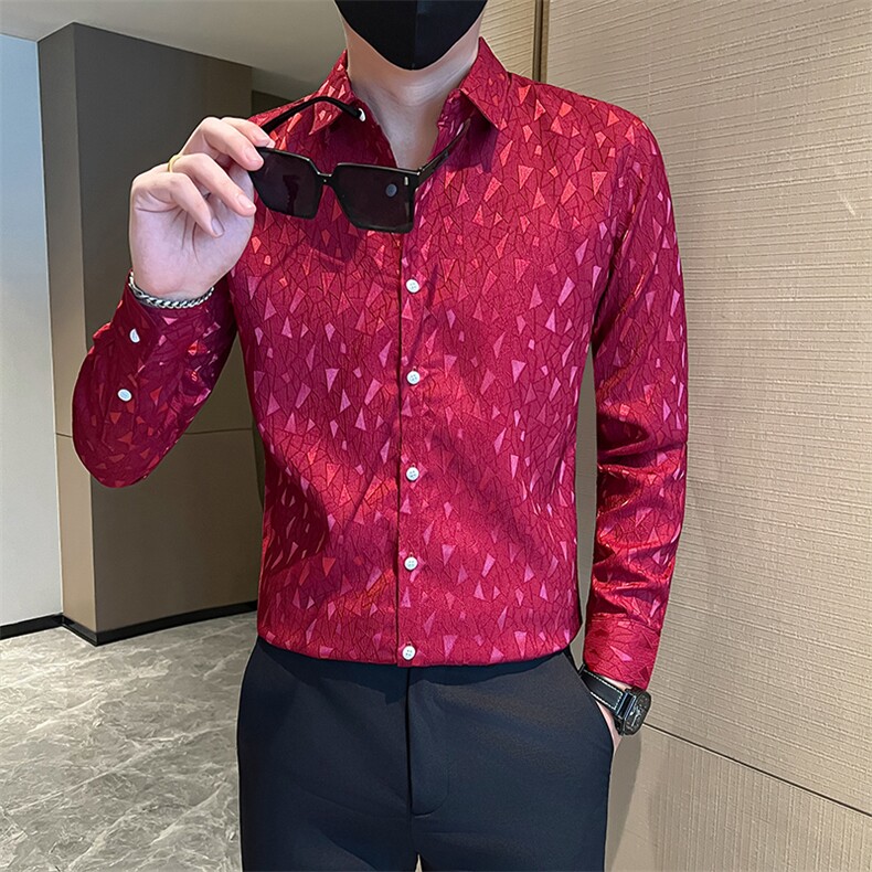 秋冬社会小伙店主风提花长袖衬衫301A-1/CS456/P55图片