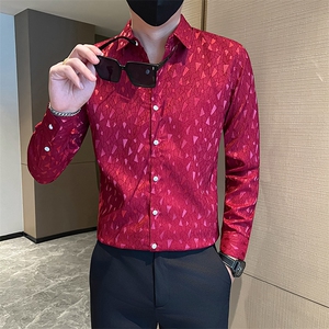 秋冬社会小伙店主风提花长袖衬衫301A-1/CS456/P55图片