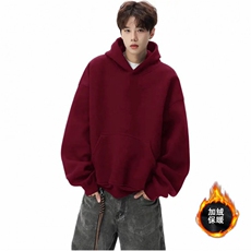 【抖音爆品】加绒加厚卫衣连帽男女款纯色棉基础款560gP45Y008，男装卫衣，星座1112-1